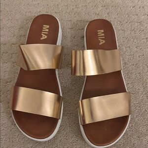 MIA Women's Gold Slide Sandals